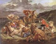 Eugene Delacroix The Lion Hunt (mk09) France oil painting artist